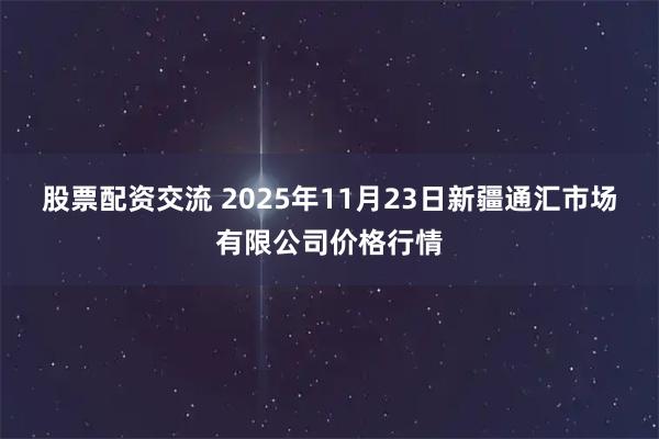 股票配资交流 2025年11月23日新疆通汇市场有限公司价格行情