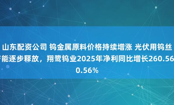 山东配资公司 钨金属原料价格持续增涨 光伏用钨丝产能逐步释放，翔鹭钨业2025年净利同比增长260.56%